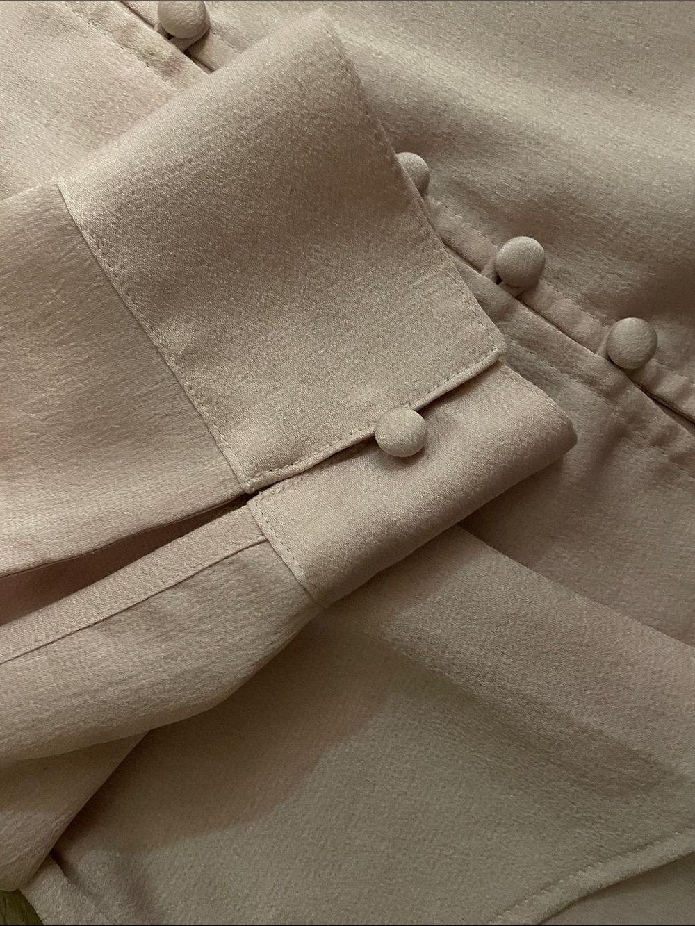 Express Light Blush Button-Front Ruffle Trim Blouse - Picture 4 of 4